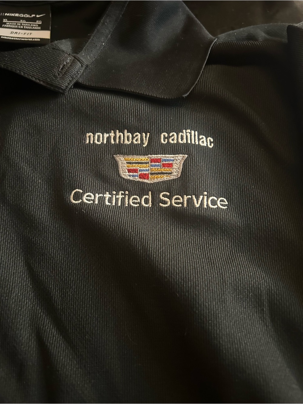 Nike Black Polo with Embroidered Cadillac Crest